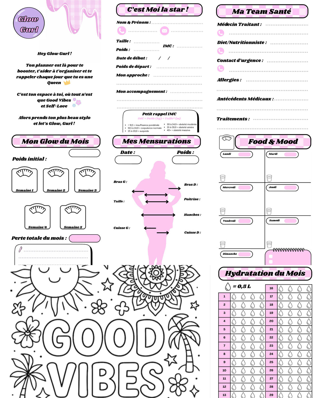 Édition Minceur - Planner Soft Purple / Pages en Rose
