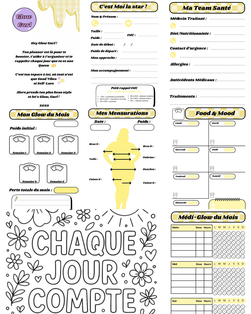 Édition Minceur - Planner Green Mint / Pages en Jaune