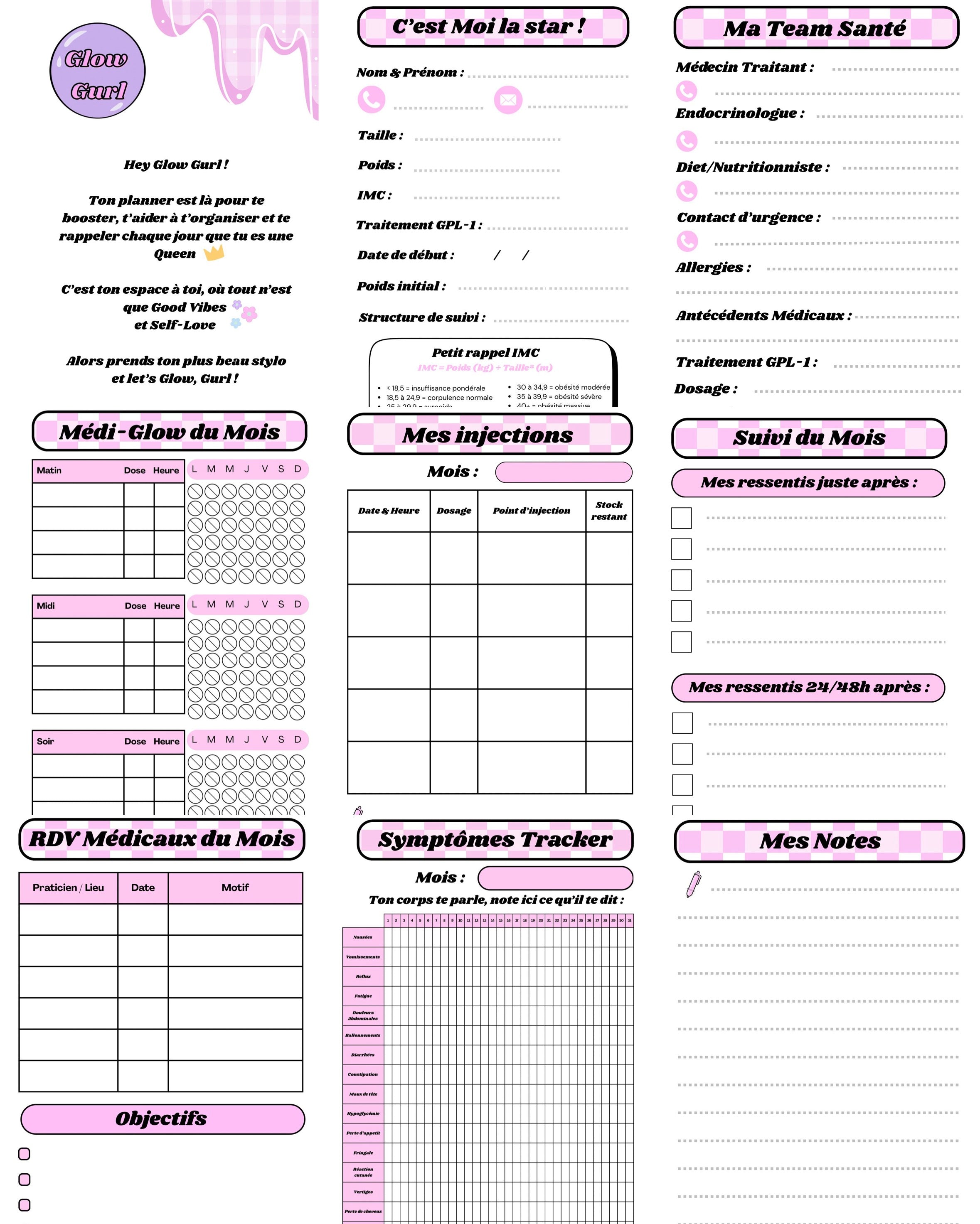 Édition GPL-1 - Planner Baby Blue / Pages en Rose