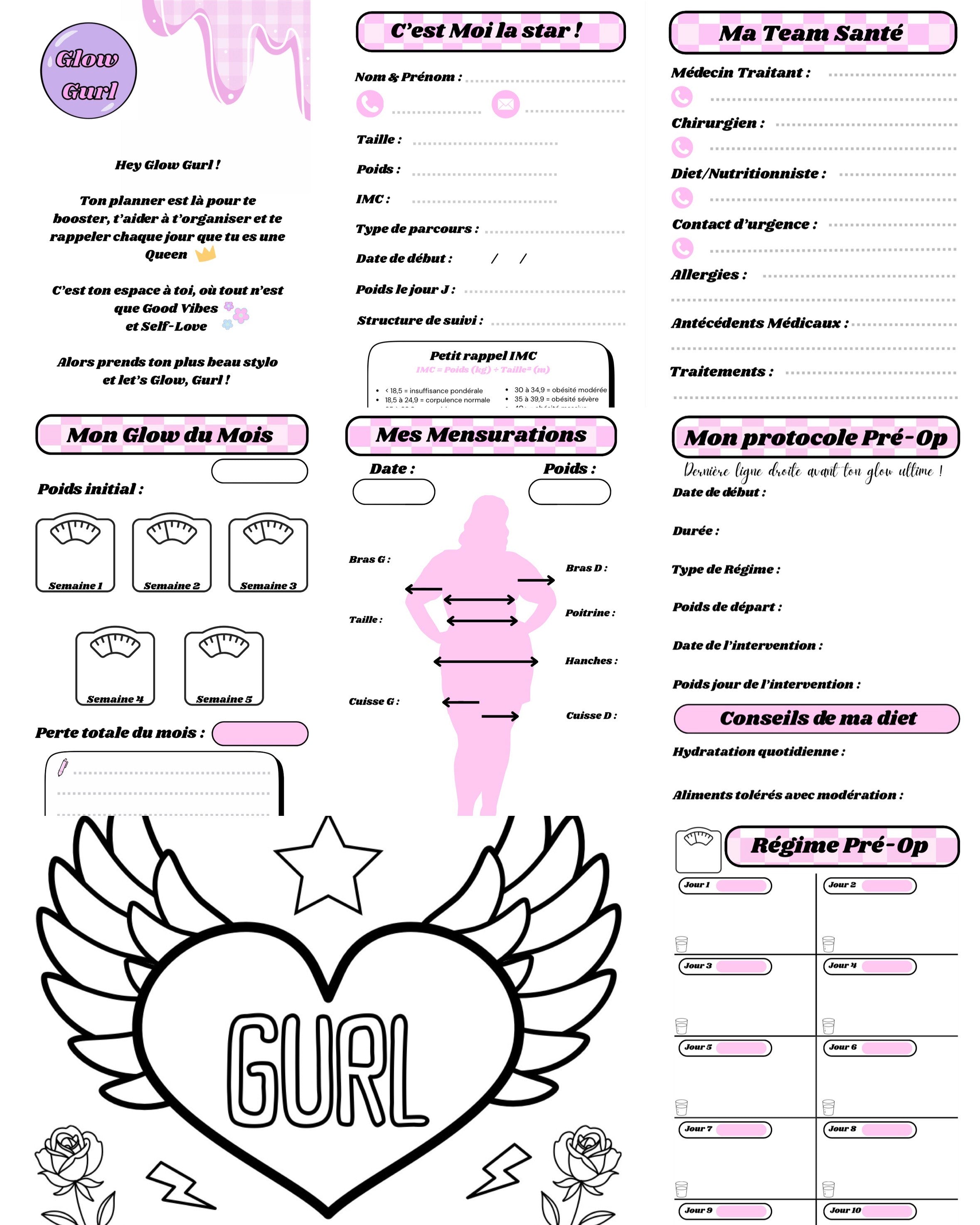 Édition Pré-Op - Planner Baby Pink / Pages en Rose