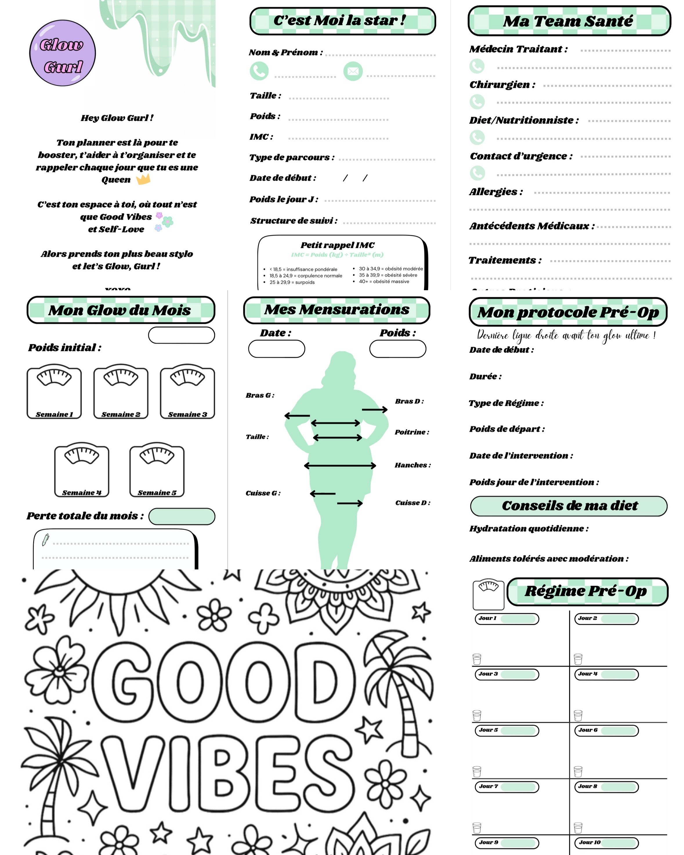 Édition Pré-Op - Planner Green Mint / Pages en Vert