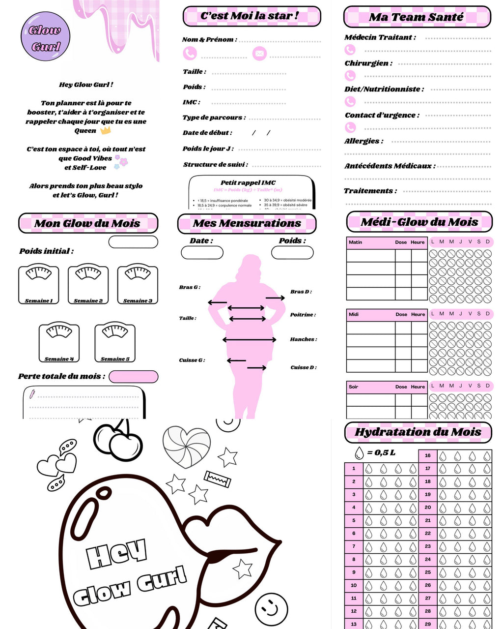 Édition Post-Op - Planner Baby Pink / Pages en Rose