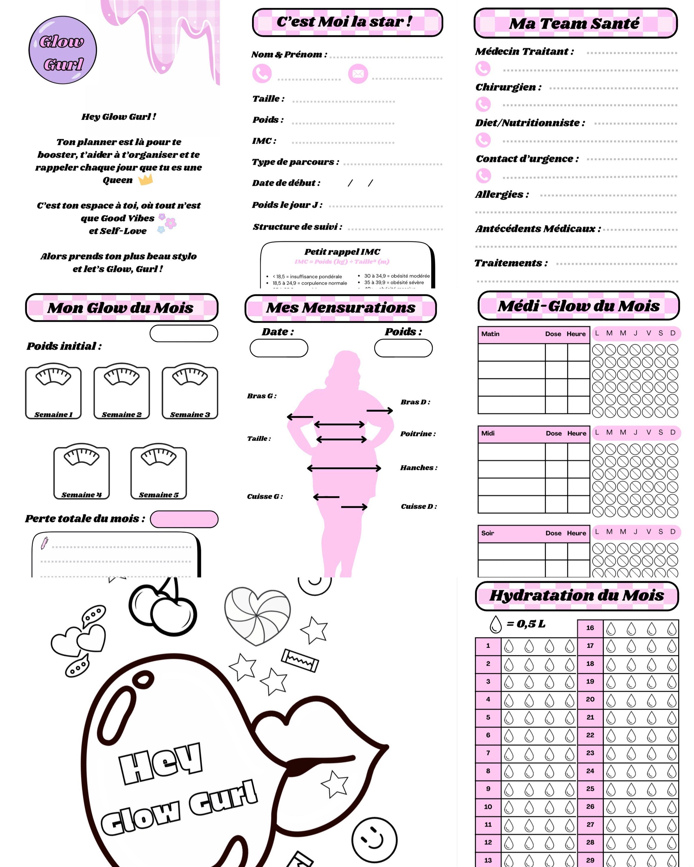 Édition Post-Op - Planner Baby Blue / Pages en Rose