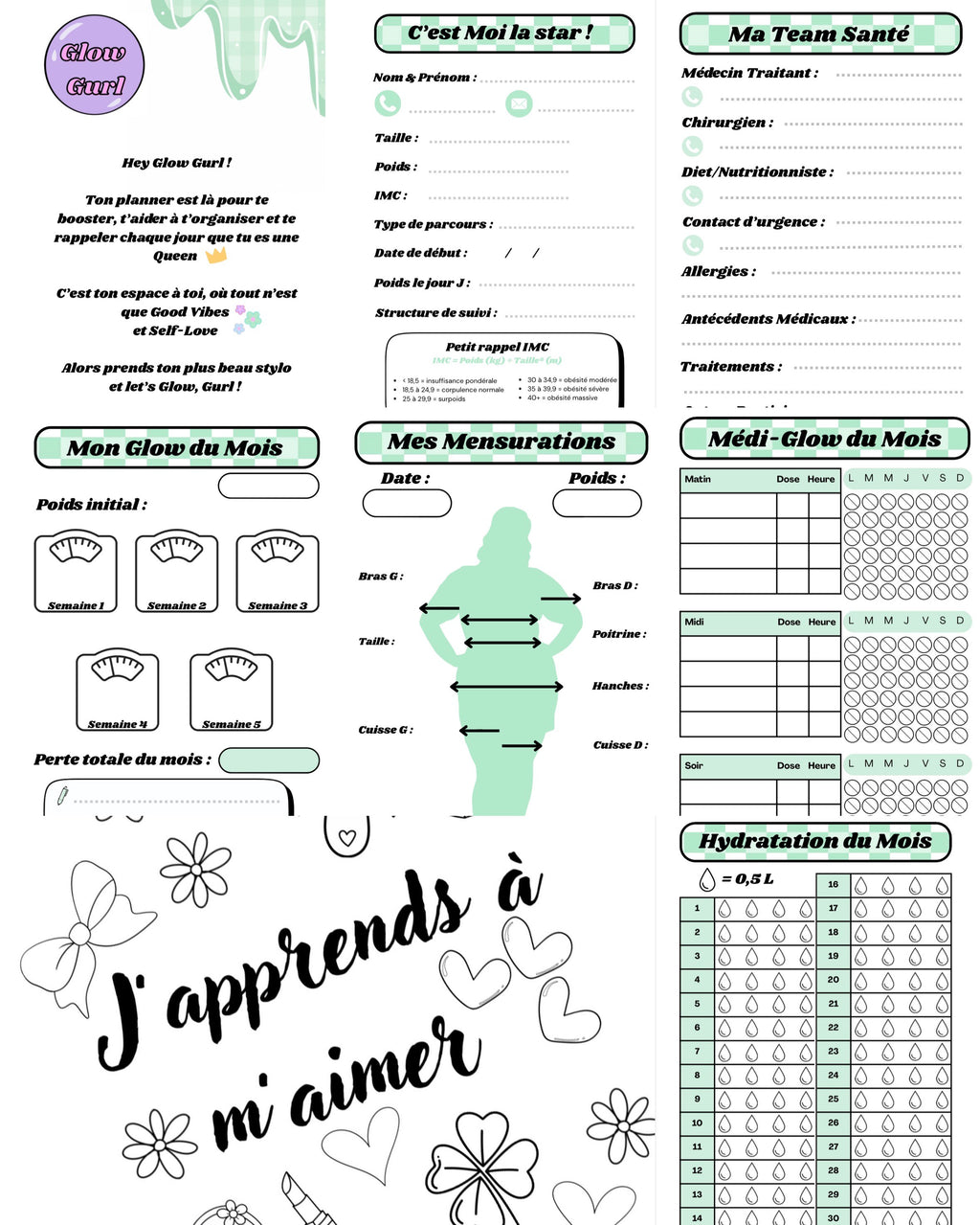 Édition Post-Op - Planner Soft Purple / Pages en Vert