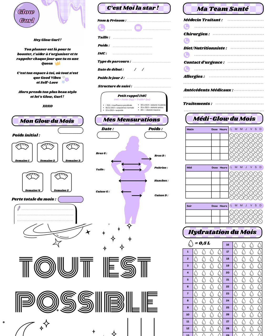 Édition Post-Op - Planner Butter Yellow / Pages en Violet