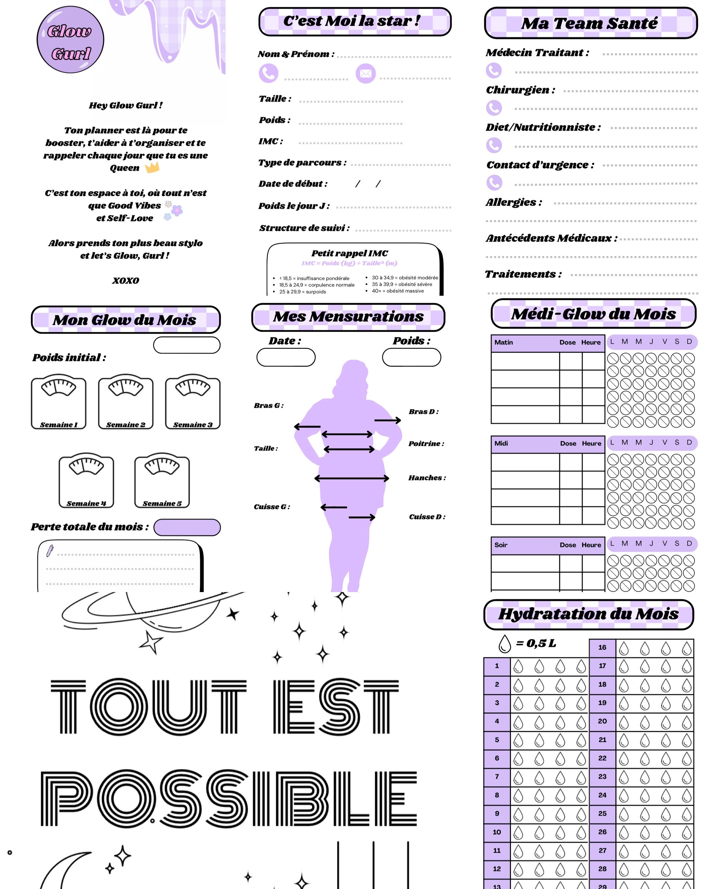 Édition Post-Op - Planner Green Mint / Pages en Violet