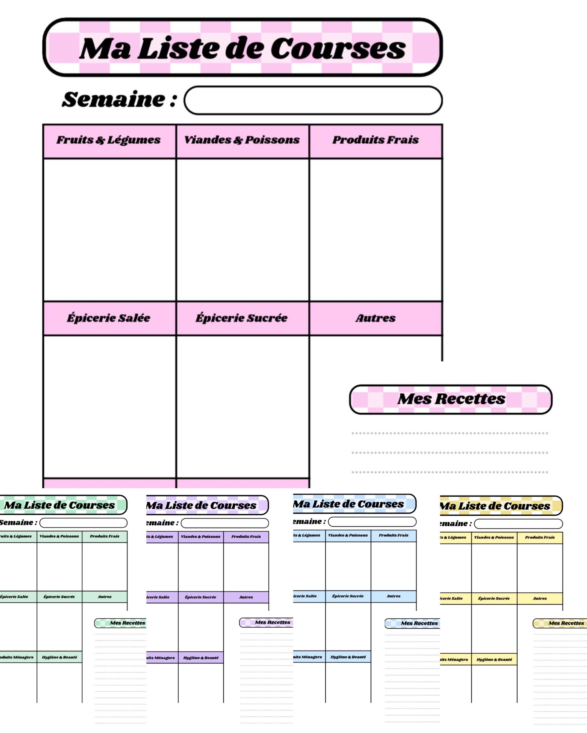 Pack Liste de Courses 🛒 - Multicolore